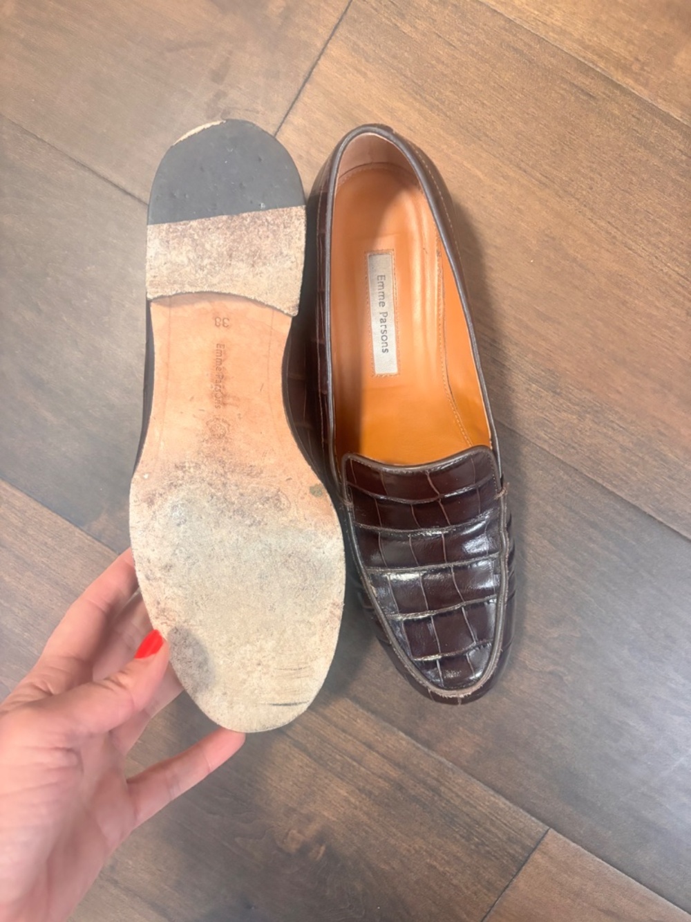 Emme Parsons Chocolate croc loafers - Picture 2 of 3